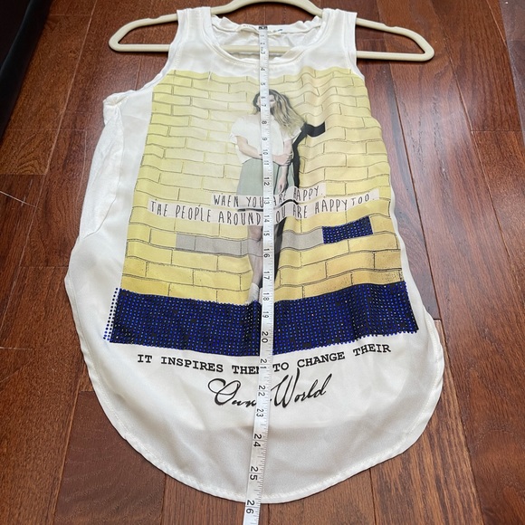 Nylon Apparel White Long Tank W Words Sz Sm - Picture 7 of 10